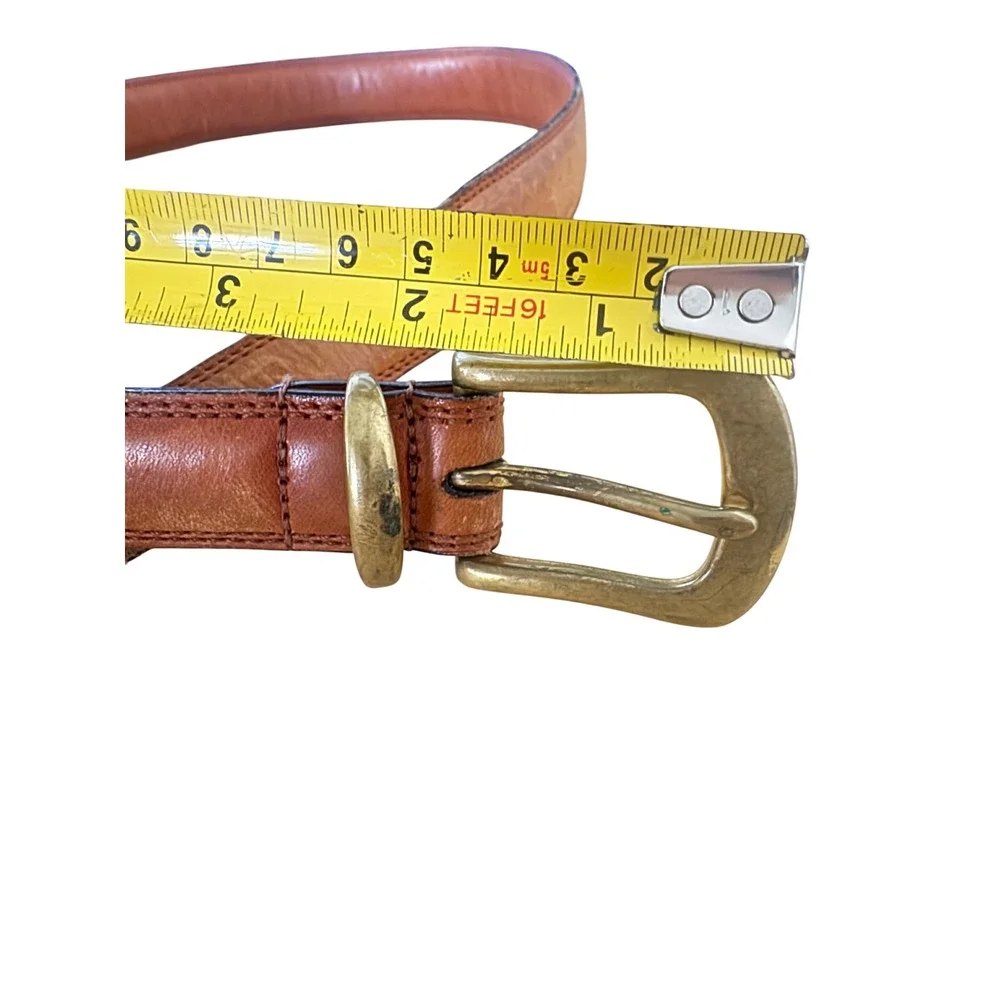 Coach 5914 Mens British Tan Full Grain Leather Belt Solid Brass Buckle Sz 38 VTG
